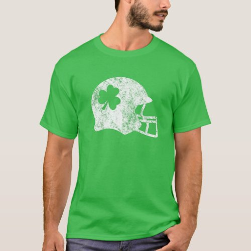 Football Helmet St Patricks Day Shamrock T_Shirt
