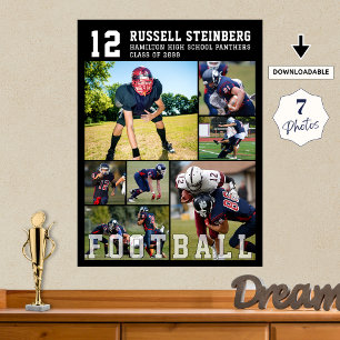 Football High School Senior Night 7 Photo Collage Poster