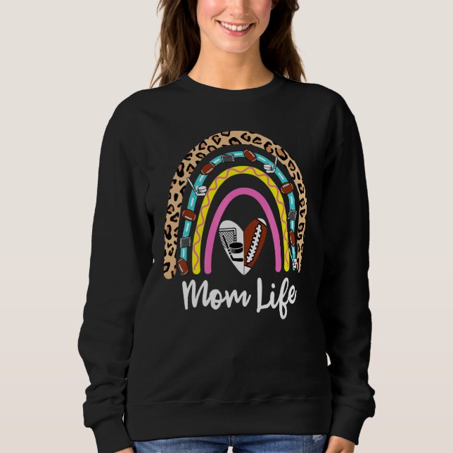 Football Hockey Mom Boho Rainbow  Football Hockey  Sweatshirt (Front)