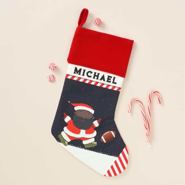 Football Holiday Gift Christmas Stocking (Front)