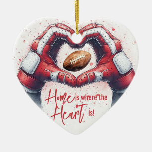 Football - Home is where the Heart is Hands Ceramic Ornament