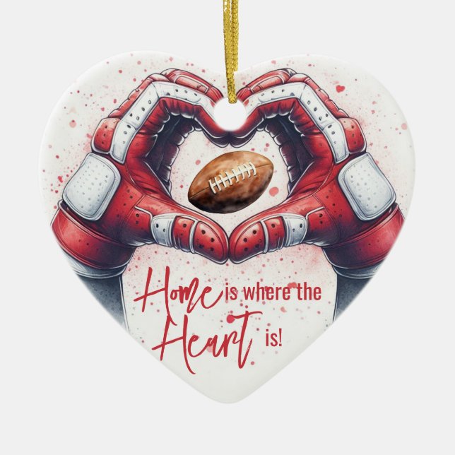 Football - Home is where the Heart is Hands Ceramic Ornament (Front)