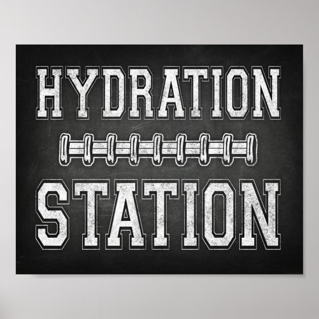 Football HYDRATION STATION Sign Chalk Print (Front)