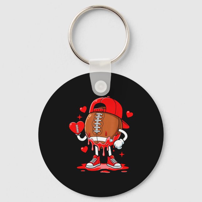 Football Ice Cream Valentine Dripng Game Day Men B Keychain (Front)