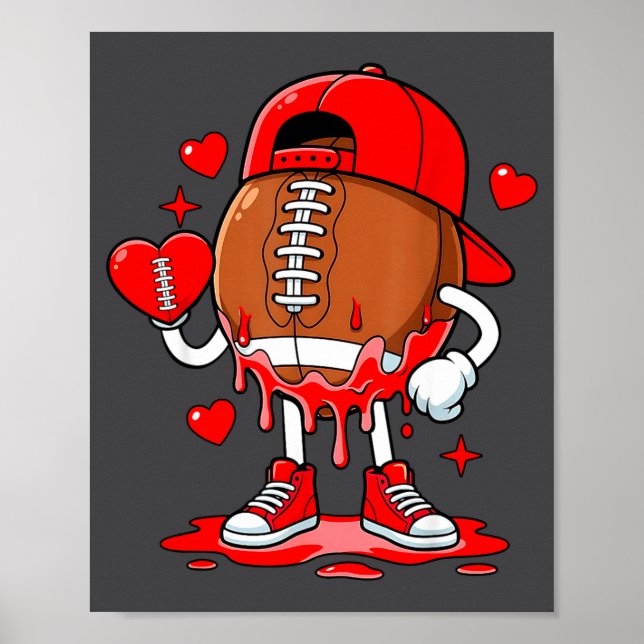 Football Ice Cream Valentine Dripng Game Day Men B Poster (Front)