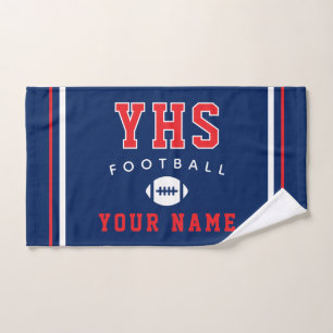 Football Icon, Custom Name & School, Team Gift Hand Towel