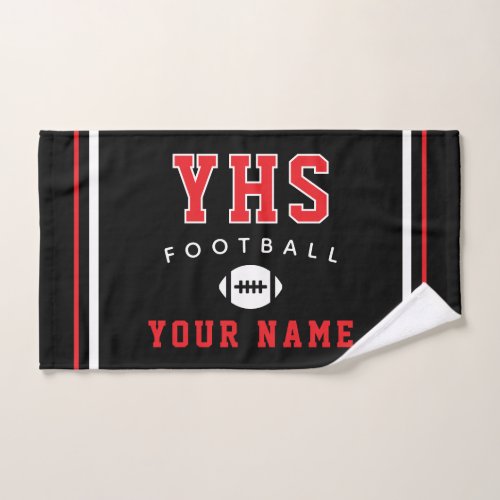 Football Icon, Custom Name & School, Team Gift Hand Towel