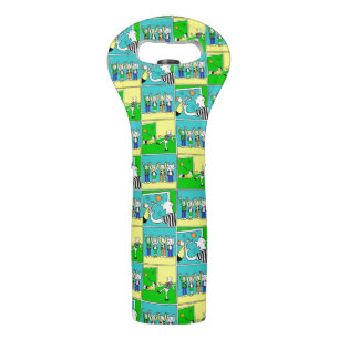 Football Illustration Shows Players and Fans Wine Bag