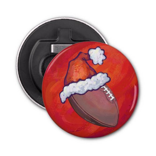 Football in Santa Hat on Red Bottle Opener