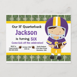 Football Invitation - Purple &Yellow