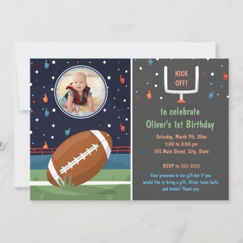 Football invitation with picture boy birthday