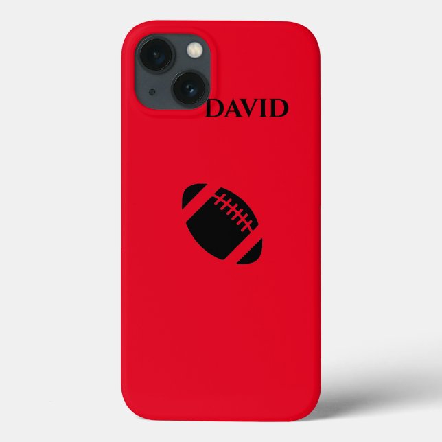 Football iPhone/iPad case with personalized name. (Back)