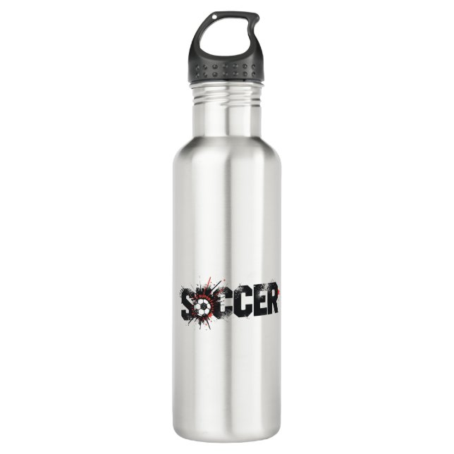 Football Is Life – Modern Soccer Typography Design Stainless Steel Water Bottle (Front)