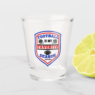Football Is My Favorite Season Logo Blue Red Black Shot Glass