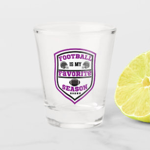 Football Is My Favorite Season Logo Purple Black Shot Glass