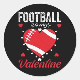 Football Is My Valentine Heart Ba Classic Round Sticker