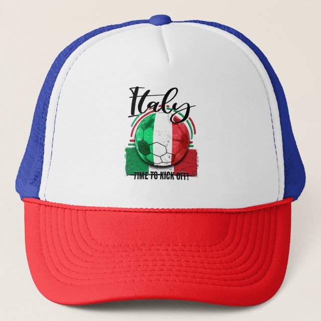 Football Italy Flag, Vintage Italia Flag Trucker Hat (Front)