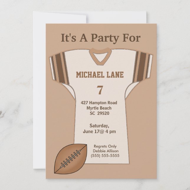 Football Jersey Birthday  Invitation (Front)