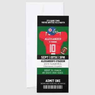Football Jersey Birthday Party Invitation Raffle Tickets