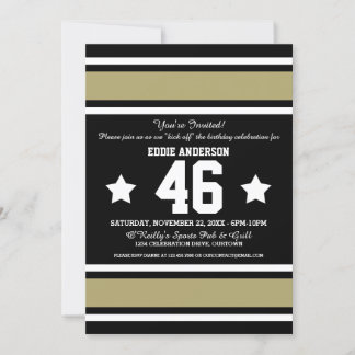 Football Jersey Black|Gold Party Invitations