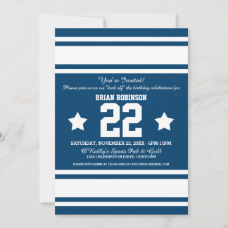 Football Jersey Blue|White Party Invitations