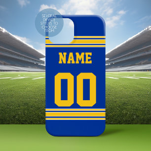 Football Jersey Blue with Yellow Name Number iPhone 17 Case