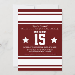 Football Jersey Burgundy White Party Invitations