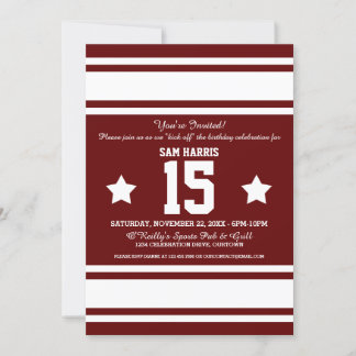 Football Jersey Burgundy|White Party Invitations