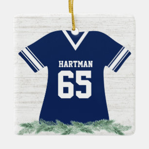 Football Jersey Color Editable Shirt with Photo Ceramic Ornament