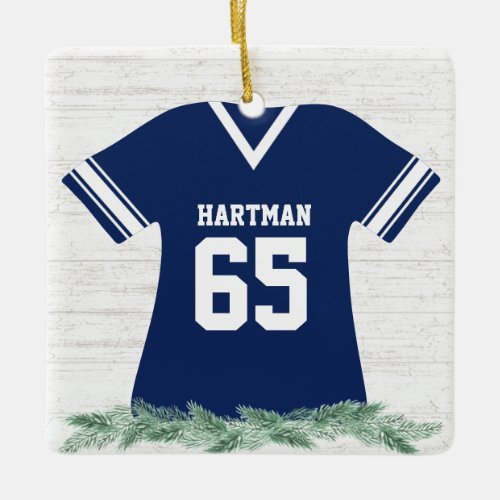Football Jersey Color Editable Shirt with Photo Ceramic Ornament