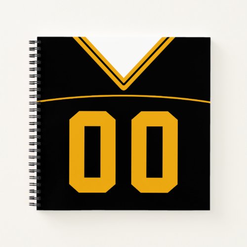 Football Jersey Custom Black  Gold  Notebook