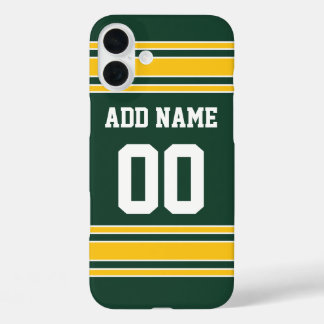 Football Jersey Green Gold Custom Name Number iPhone 16 Plus Case
