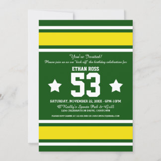 Football Jersey Green|Yellow Party Invitations