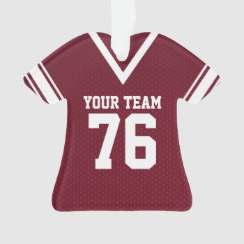Football Jersey Maroon And White Ornament by tshirtmeshirt at Zazzle