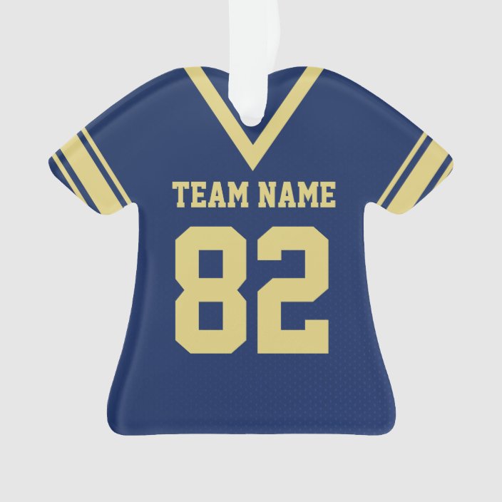 Football Jersey Navy Blue Gold Uniform With Photo Ornament