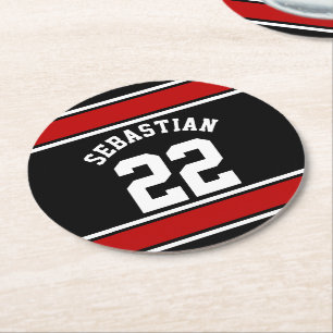 Football Jersey Novelty Personalized Name Round Paper Coaster