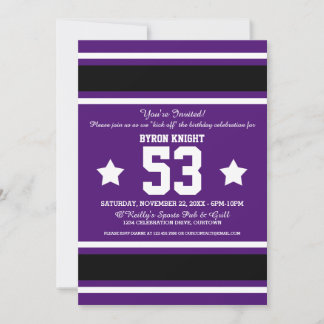 Football Jersey Purple|Black Party Invitations