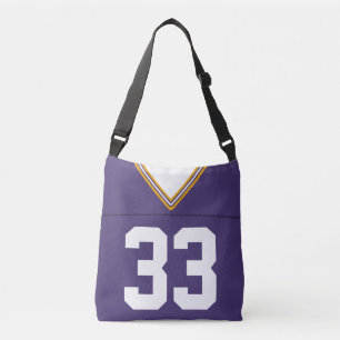 Football Jersey, Purple Custom Name & Number Crossbody Bag