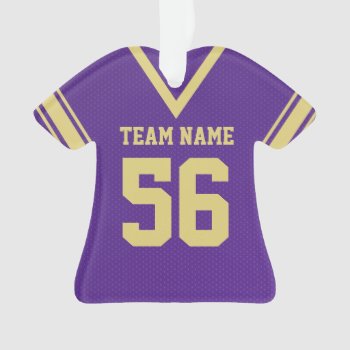 Football Jersey Purple Gold Uniform With Photo Ornament by tshirtmeshirt at Zazzle