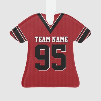 Football Jersey Red And Black Uniform With Number Ornament by tshirtmeshirt at Zazzle