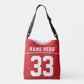 Football Jersey, Red, Custom Name & Number Crossbody Bag