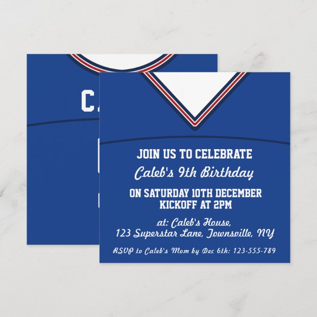 Football Jersey Themed Party Invite Template, LAX (Front/Back)
