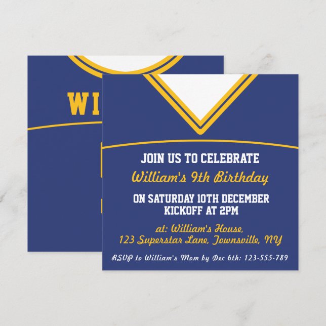 Football Jersey Themed Party Invite Template, LAX (Front/Back)