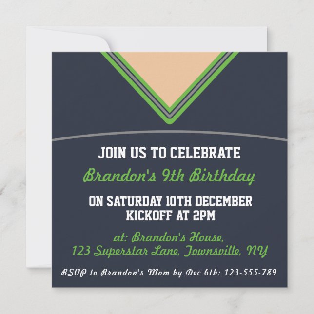 Football Jersey Themed Party Invite Template, LAX (Front)