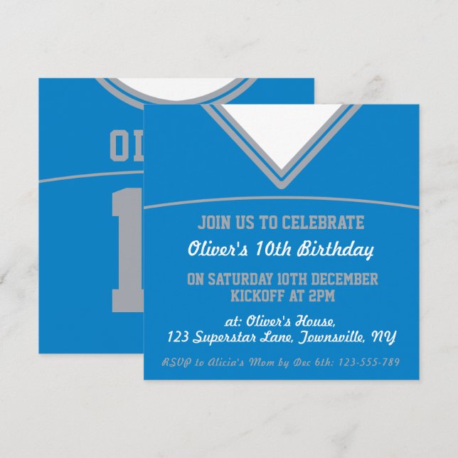 Football Jersey Themed Party Invite Template, LAX (Front/Back)