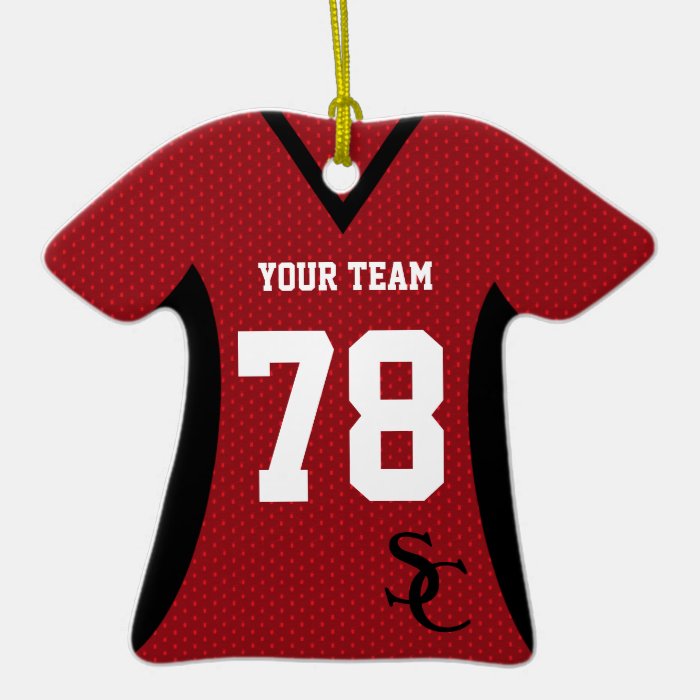 Football Jersey White Red Black Ornaments