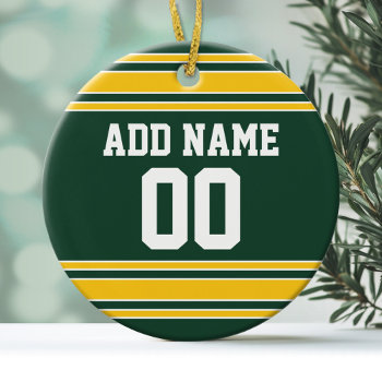Football Jersey With Custom Name Number Ceramic Ornament by MyRazzleDazzle at Zazzle