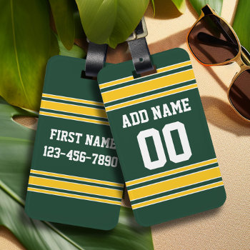 Football Jersey With Custom Name Number Luggage Tag by MyRazzleDazzle at Zazzle