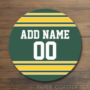 Football Jersey with Custom Name Number Round Paper Coaster