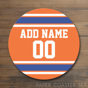 Football Jersey with Custom Name Number Round Paper Coaster